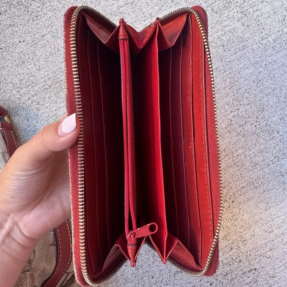 Dooney and Bourke Vintage‎ Monogram Canvas Tassle Shoulder Bag and Wallet Y2K